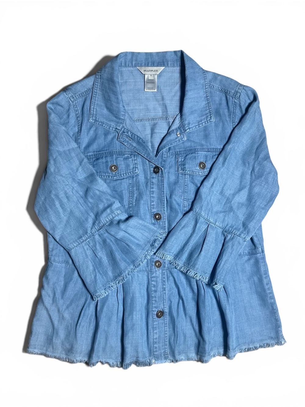 Multiples Button Down Top Denim Size Small